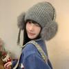 Knit Ear Flap Beanie Cuffed Cuffed Winter Hat Retro Ear Flap Hat  For Women
