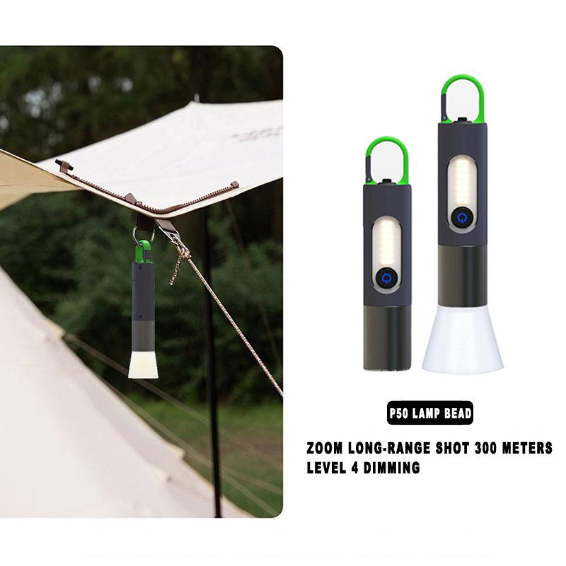 New Strong Light Flashlight Outdoor Multifunctional Camping Light  With Hook Work Light White Laser