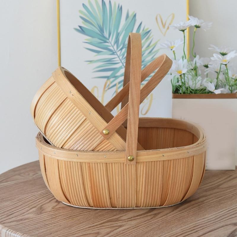 Cesto da picnic grande in vimini con manico Designs Accessorio per giardino Frutta Caramelle Vino e Raccolta Uova di Pasqua