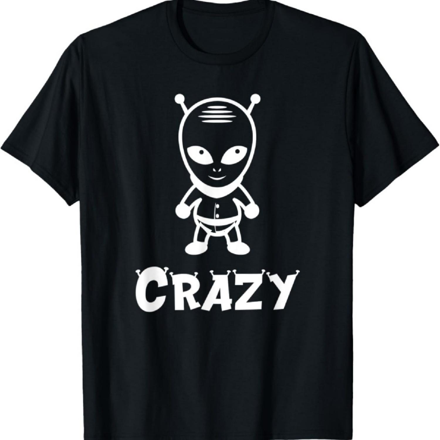 Смешной Сумасшедший Инопланетянин Мультяшный Персонаж НЛО Космос Галактика Футболка XXXXXL чёрный