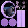 10Pcs Car Accessories Set Steering Wheel Cover Safety Shoulder Clip Cup Holder Start Button Clip Air Vent Flower Decor Covers