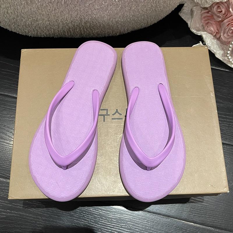 Flip-flops For Women, Macaron Color Matching, Non-slip Simple Slippers, Solid Color Flip-flops, Seaside Beach Sandals