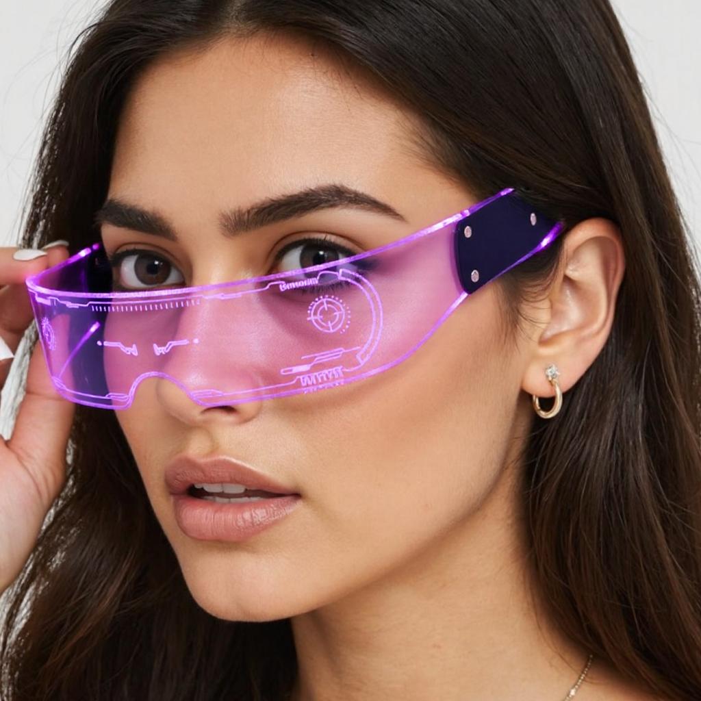 Świecące Kolorowe Okulary Przyszłościowe Poczucie Nauki i Technologii LED Online Celebryta Błysk Bar Disco Okulary Imprezowe.