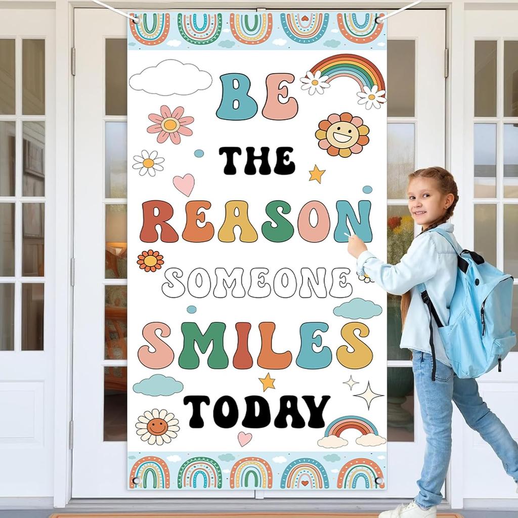 Boho Rainbow Classroom Door Cover Decoration Set Welcome Banner Wall Door Colorful Classroom Decorations for Kindergarten Preschool Elementary Middle
