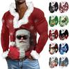 Men's Casual Christmas Printed Plush V-neck And Fleece Long-sleeved Sweatshirt