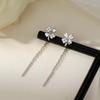 S925 Silver Clover Ear Lines Earrings Minority All-Match Design Ins Phoenix Fresh Tassel Earrings Silver Accessories