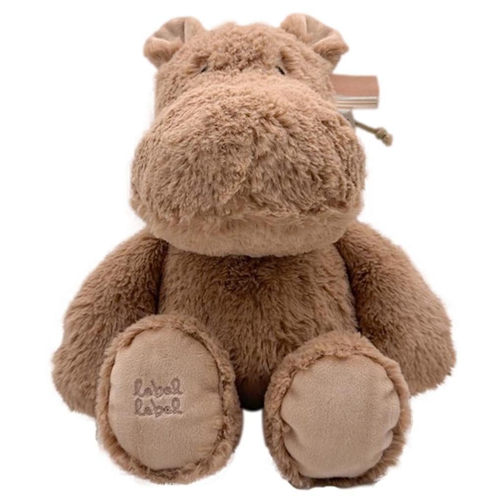Labellabel Plush Animal Toy, Fluffy, Baby's First Toy, Baby Shower Gift, Approx. 38cm (HippoLatte)
