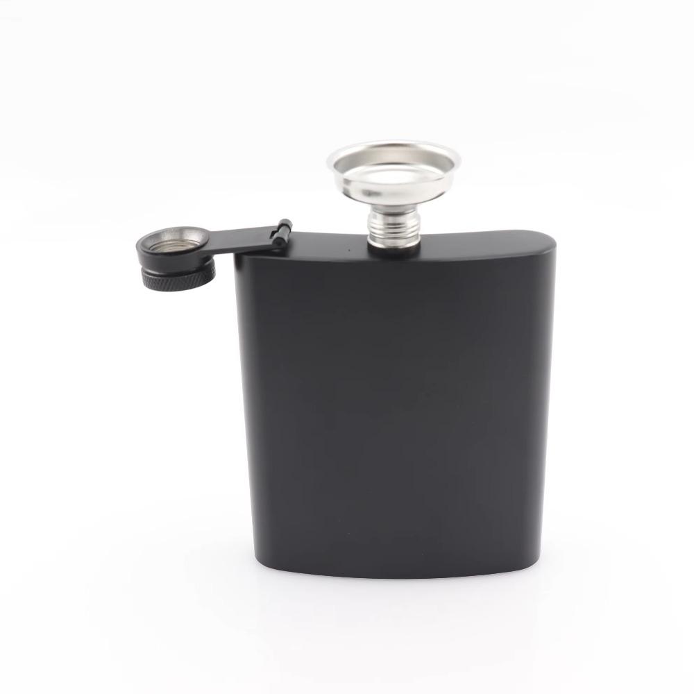 Edelstahl Taschenflasche Flache Whiskyflasche Trinkgeschirr Schwarzer Taschenflakon Camping