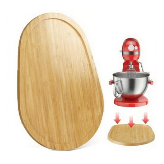 Mixer Slider for KitchenAid Stand Mixer Heavy Duty Bamboo Appliance Sliding Mat Kitchen Countertop Wooden Mixer Moving Tray