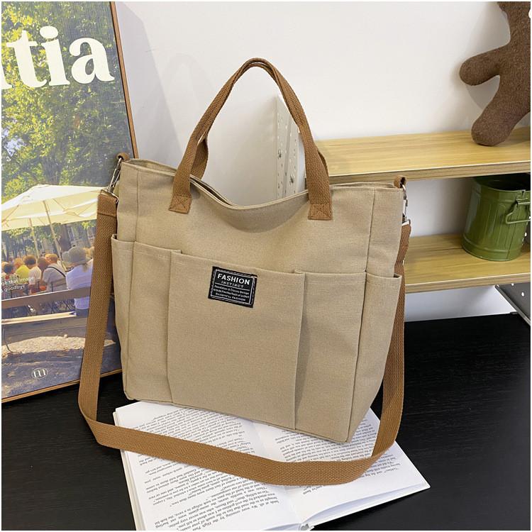 

Stylish Multi-layer Large Capacity Canvas Bag For Women Ideal For Casual Commute And School