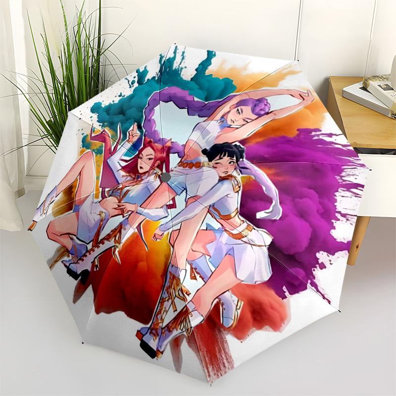 1PC Huntrix, K-POP Print Umbrella, Featuring Automatic Folding, And Shielding. This Sturdy And Durable Umbrella with Eight Ribs Is Convenient for Outd