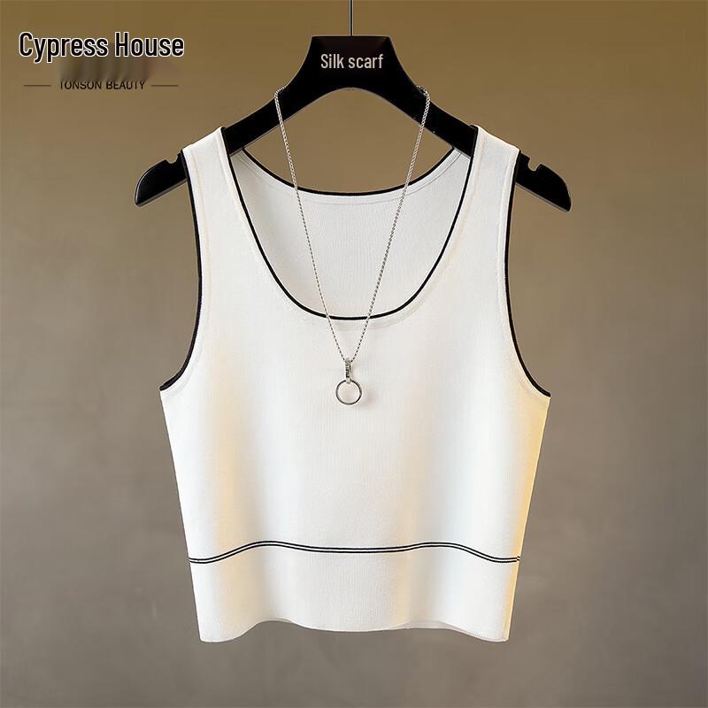 Women s Contrast Trim Slim Fit Round Neck Tank Top L