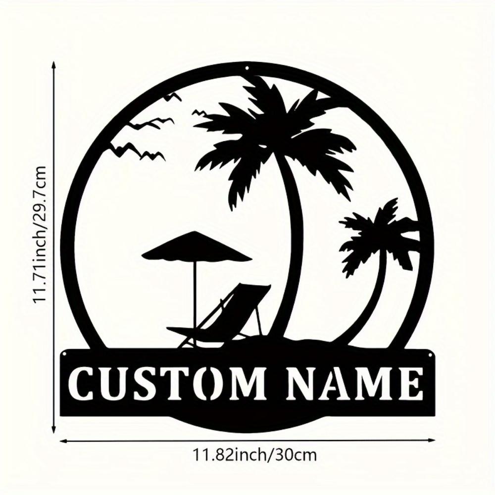 Vintage Bohemian Palm Tree Metal Sign Wall Art Decor for Indoor Outdoor Use