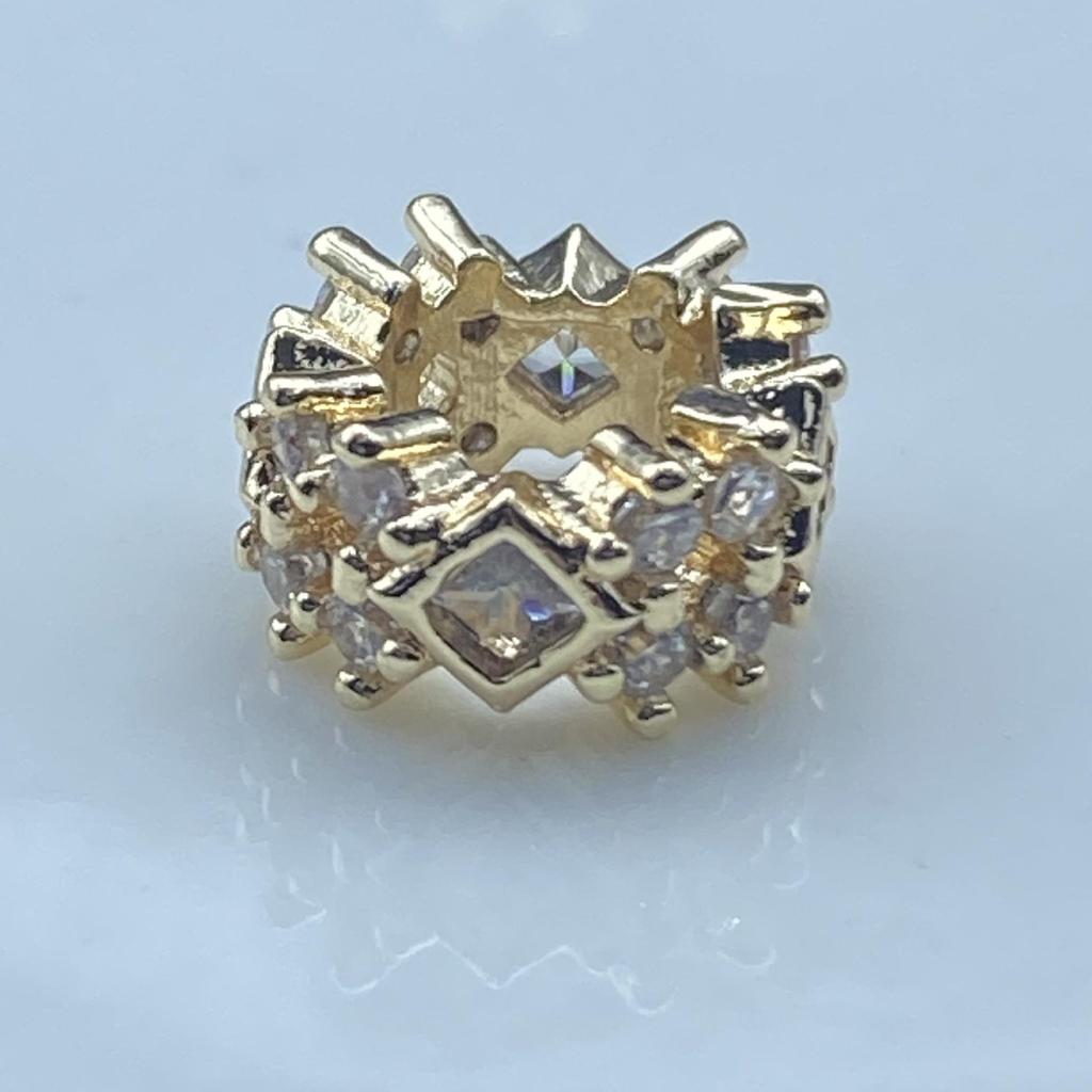 Elegant Double-Row Large Hole Barrel Bead with Crystal and Zircon Inlay for Jewelry Making