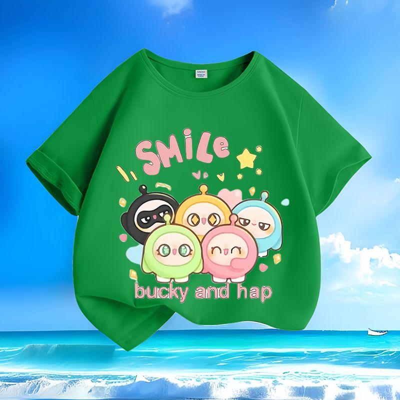 Children's Fashionable and Cute Cartoon T-shirts, Loose Round-neck Tops for Boys and Girls In Summer