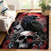 Raven Skull Area Rug - Washable Indoor/Outdoor Carpet for Living Room, Bedroom & Patio, Gothic Home Decor