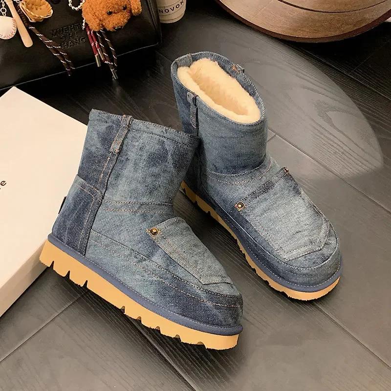 

2025 Winter Women s Snow Boots Warm Ankle Boots Women Plus Velvet Trendy Hard Wearing ladies Shoes Botas De Invierno Para Mujer 35