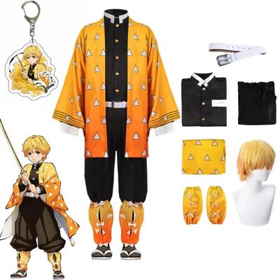 Anime Demon Slayer Kimetsu no Yaiba Agatsuma Zenitsu Cosplay Kostým Ženy Kimono Uniforma Halloween Vánoční Party Oblečení
