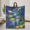 Manga Glaceons Nacht-Thema Decke Reise Büro Flanell Überwurfdecke Für Draußen Warm Weich Pokemon-Design Qualität Tagesdecke Geschenk