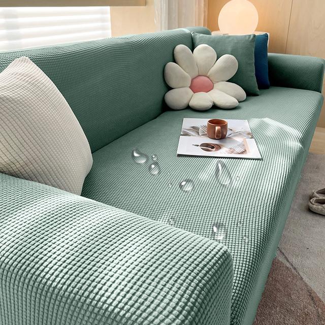 Waterdichte Stretch Jacquard Bankhoes Elastische Effen Kleur Bankhoezen Voor Woonkamer Slipcover Bankhoes Meubelbeschermer XL (215-240cm)