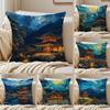 Culture Style Buddhist Temple Cushion Cover Pillowcase Antidustmite Living Room Sofa Decor Cushion Room