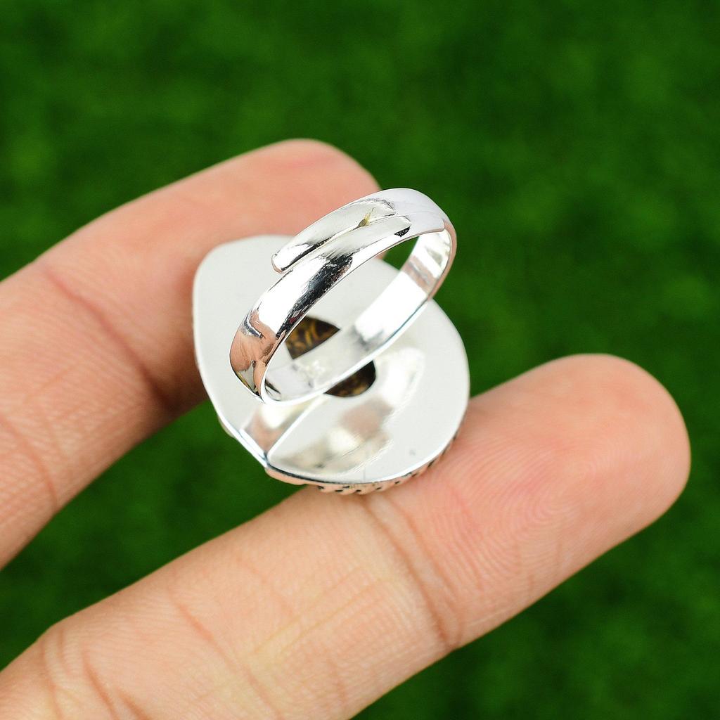 Natural Mariam Jasper Sterling Silver Anniversary Bezel New Promise Ring Jewelry