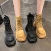 Thick heel short boots thick-soled Martin boots women's new lace-up autumn British wind bumblebee retro