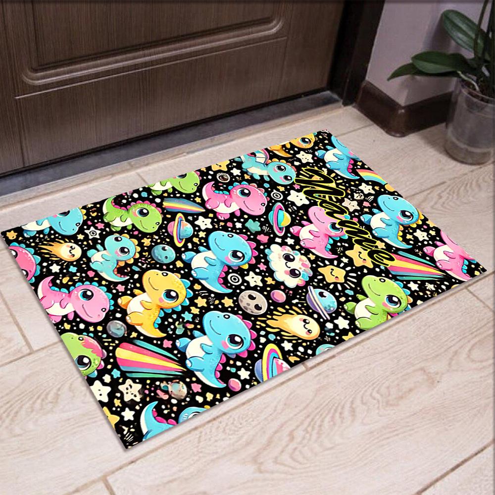 Custom Name Dinosaur Printed Carpet,Rug for Office Chair Living Room Bedroom Kitchen Room Decor Gifts.
