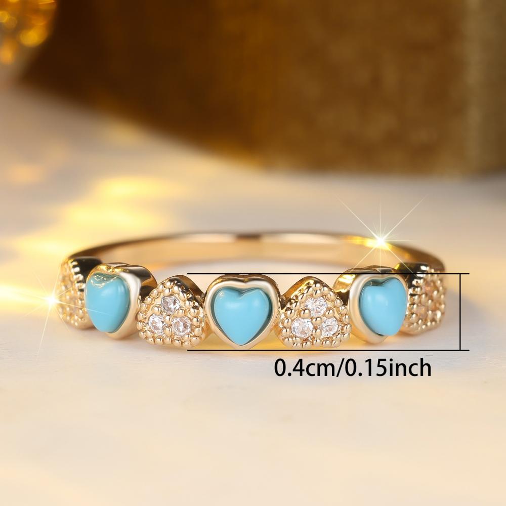 Cute For Zircon Heartshaped Rings Women Luxury Gold Color Wedding Party Jewelry Gifts