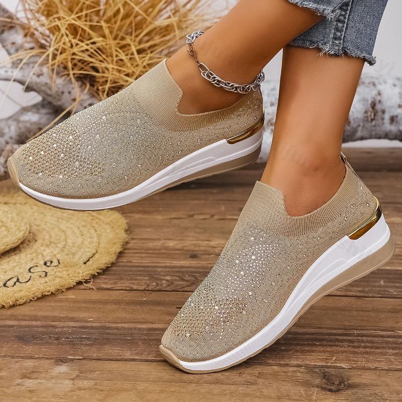 Autumn Rhinestone Women Casual Sports Shoes Comfortable Non Slip Outdoor Casual Shoe Soft Sole Breathable Sneakers Zapatos Mujer