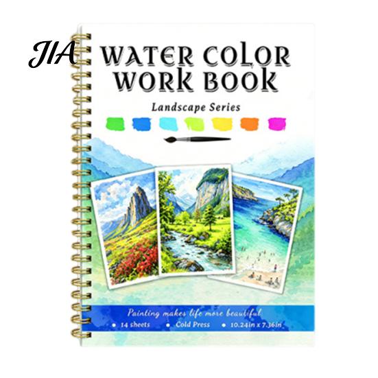 Nature Animal And Landmark Theme Watercolor Coloring Book, Clean Bright Patterns Design, Thick Educational Drawing Gift for Kids Paper Multi-theme