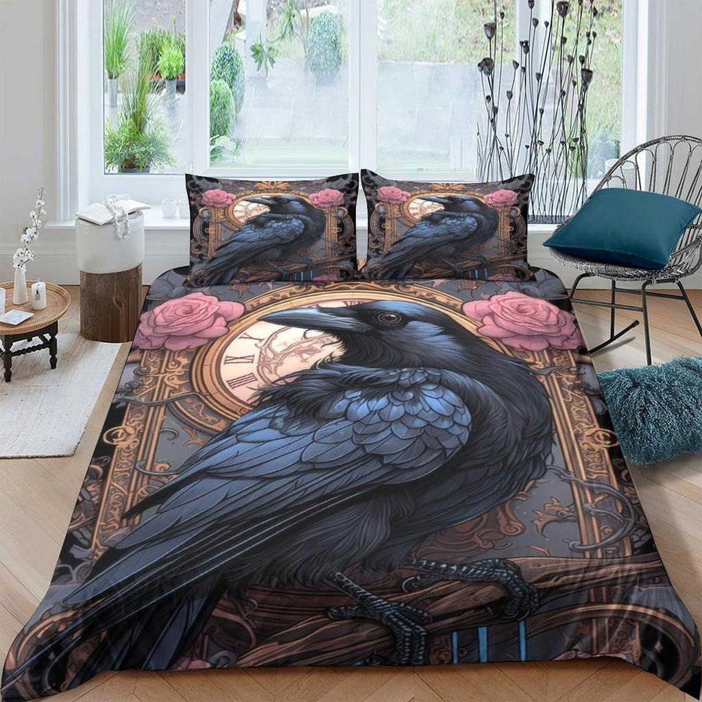 Raven Duvet Covers For Boys Men Quilt Covers Queen Size Lightweight Down Bedroom Decor 2 Pillowcases 1 Duvet Cover No Comforter