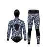 3mm Diving Suit Hooded Thickened Spearfishing Surfing Freediving Set for Autumn Winter Blue Scale