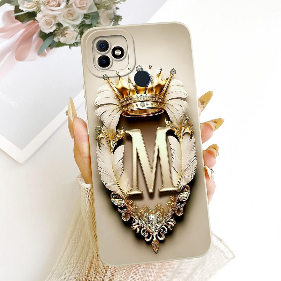 For Itel Vision 1 / P36 / Vision 1 Plus / Itel P36 Play L6005 Feather Crown Initial Letter Phone Case Soft Silicone Cover Bumper