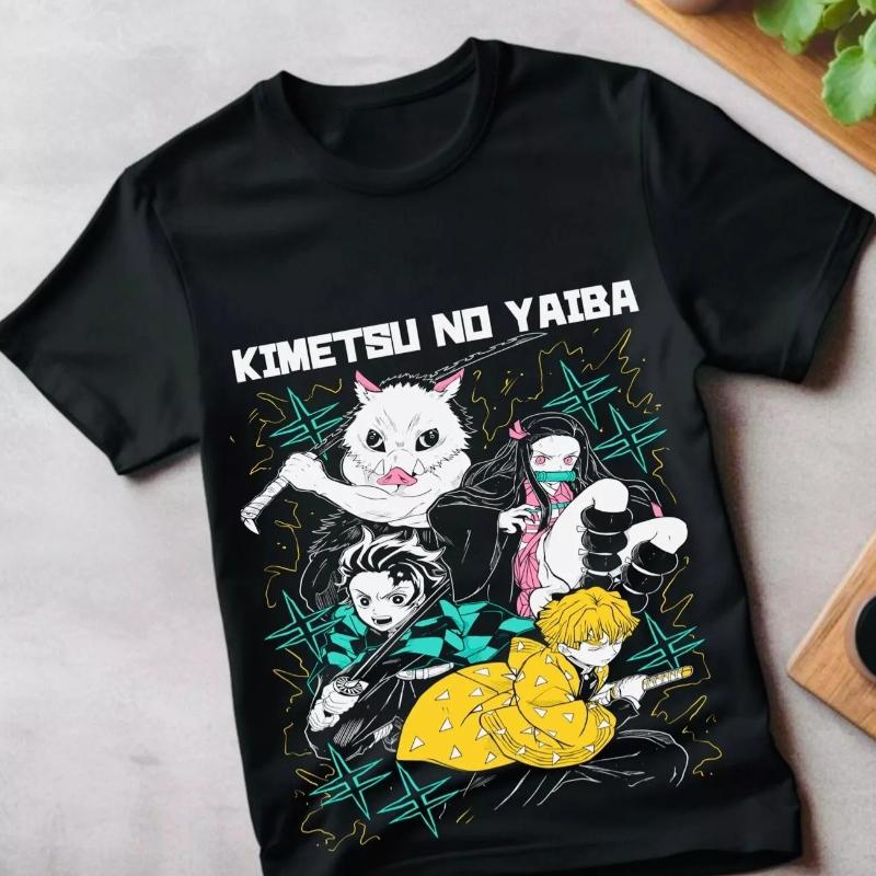 Tanjiro Demon Killer T-Shirt Men's Cotton T-Shirt Summer New Vintage Fashion Men's and Women's Streetwear