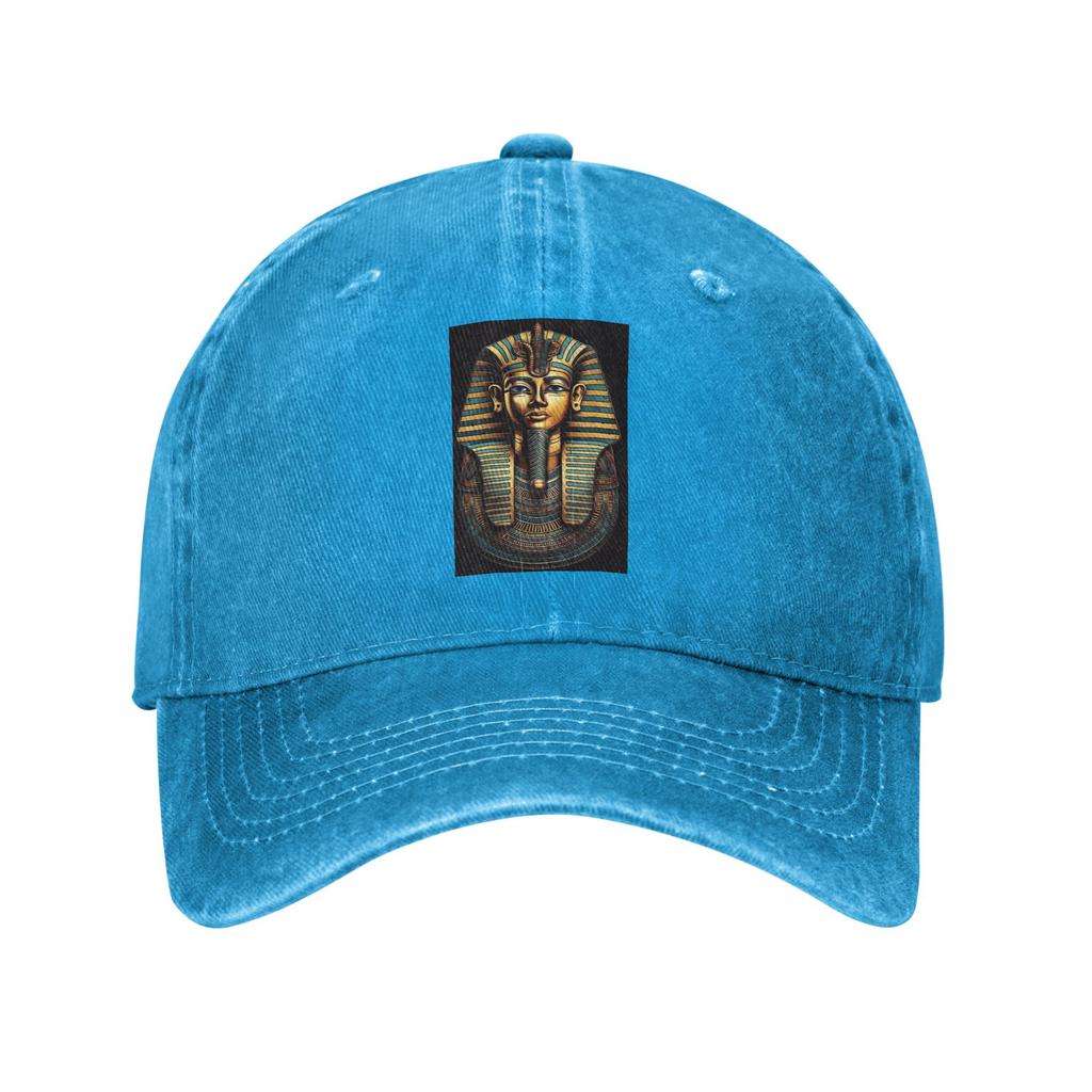 Egyptian Pharaoh With Golden Crown Illustration Denim Fabric Cap Casual Baseball Caps Adjustable Hat Summer Unisex Baseball Hats