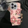 Luxury Oil Painting Flower Electroplate Silver IMD Case For iPhone14 15 11 12 13 Pro Max 7 8 Plus X XR Shockproof Hard Cover