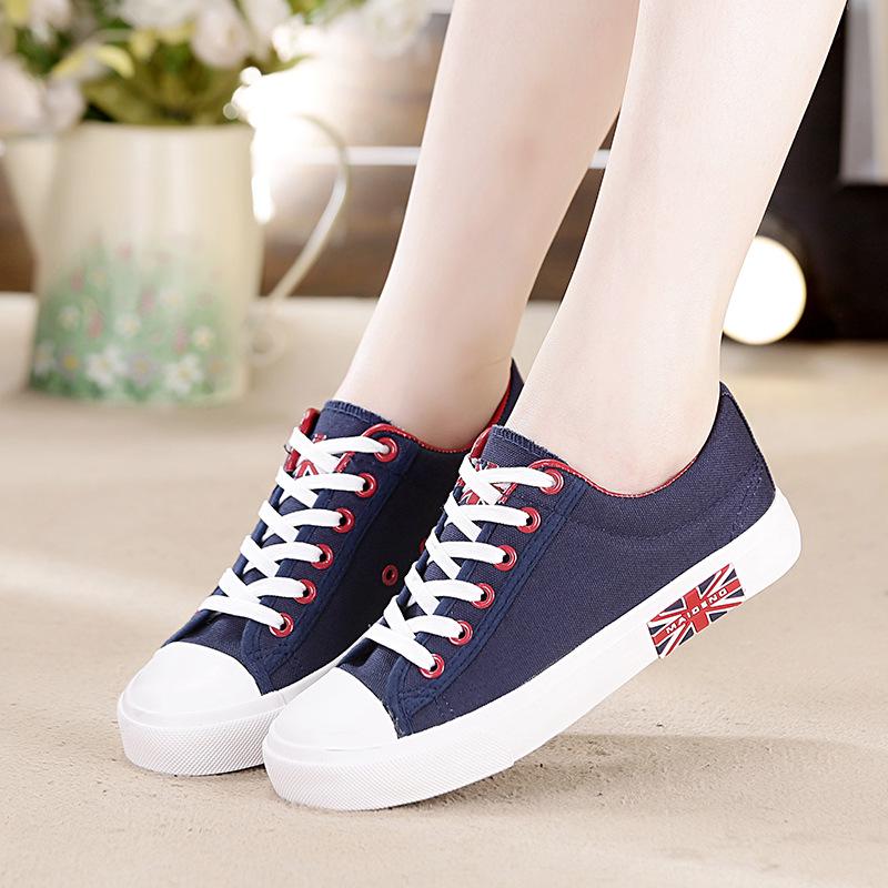 Ladies Fashion  Canvas 2021 Fall Trend Retro Sneakers Korean Lace-up Flat Single Shoes Women's Sneakers