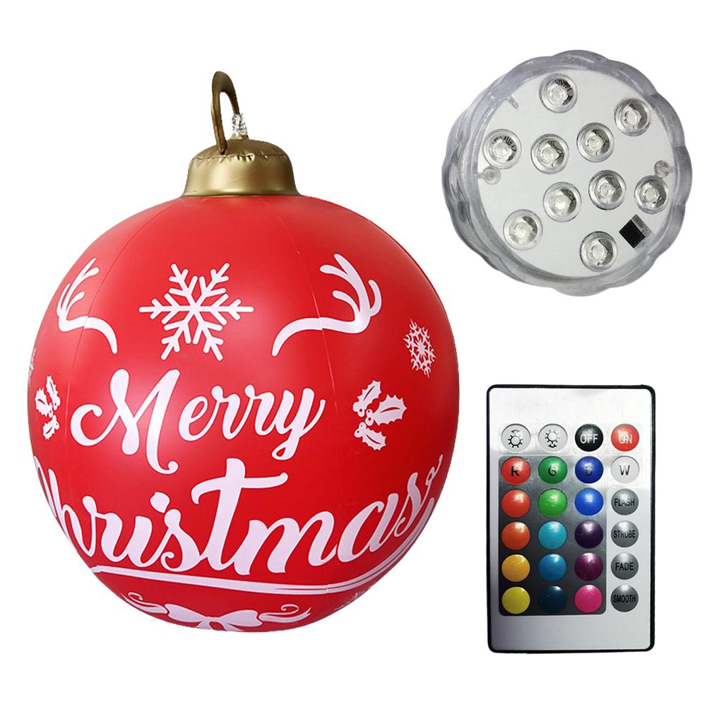 60cm Christmas Tree Hanging Ornament PVC Glow Outdoor Toy Ball Home Garden Christmas Inflatable Ball New Year Party Decoration