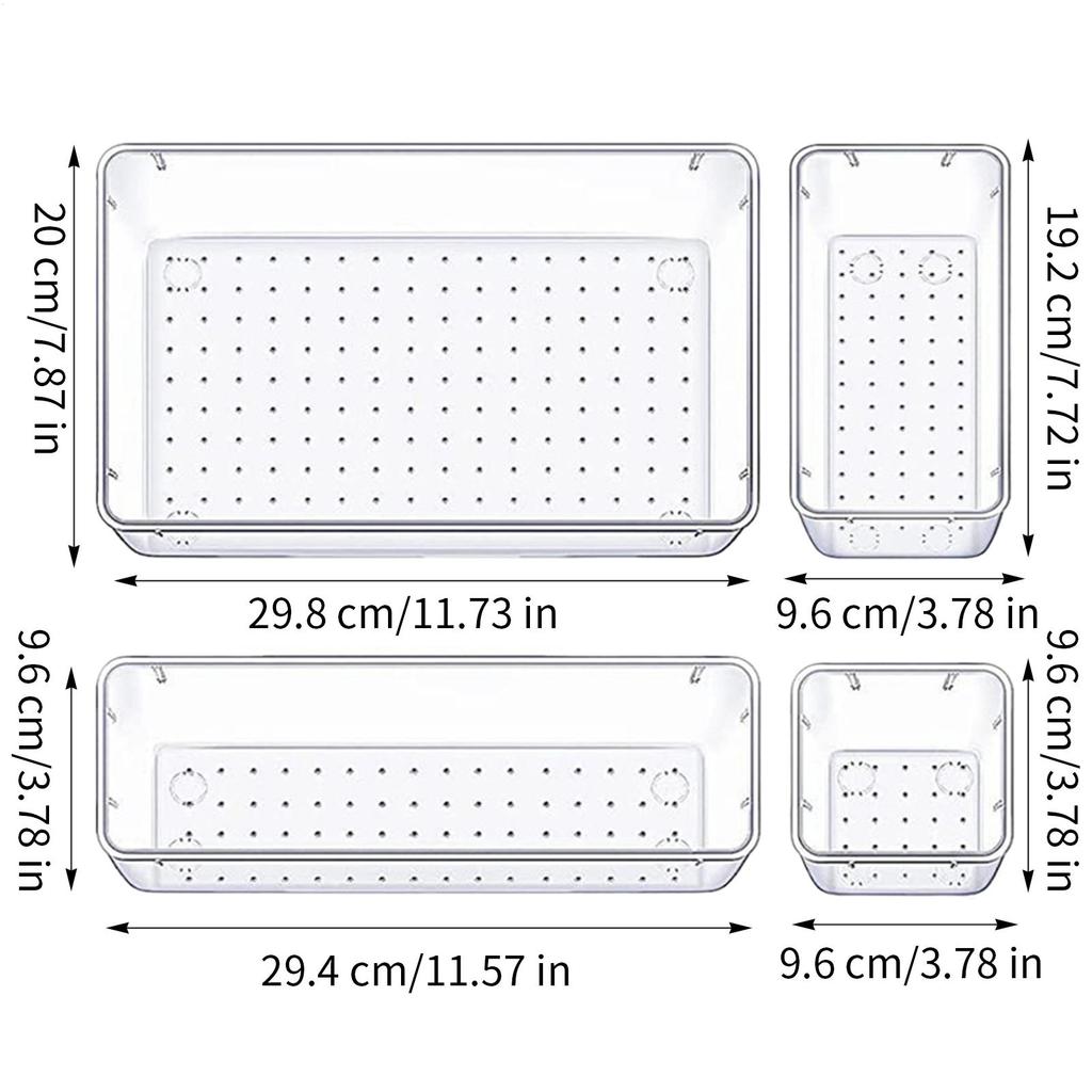 4pcs Desk Drawer Organizers Set Plastic Bathroom Storage Makeup Organizer Clear Transparent Storage Box Drawer Organizer