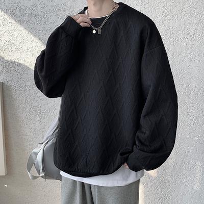 Felpa da uomo Primavera e Autunno Jacquard Girocollo Manica Lunga Base Maglia Casual Ampia Giacca