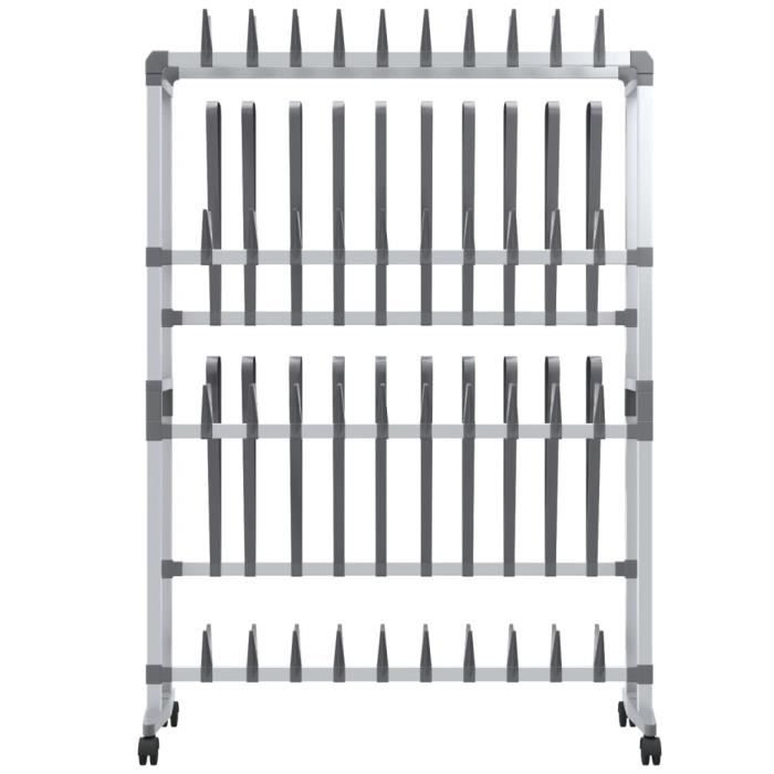 VidaXL Shoe Rack with Wheels Silver 89x27x120 Cm 344370