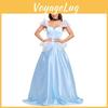 Atemberaubendes Prinzessinnenkleid für Erwachsene aus elegantem blauem Polyester für Halloween-Partys