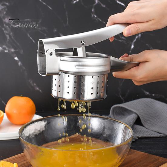 Vegetable Water Remover Stainless Steel Potato Ricer with T-shaped Handle, Handheld Manual Garlic Kitchen Gadget for Mashed Potatoes Press,