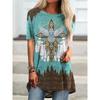 Estilo Étnico Indio Impresión 3D Camisetas Largas Moda Femenina Streetwear Camiseta de Manga Corta Oversize Camisetas para Mujer Tops Ropa