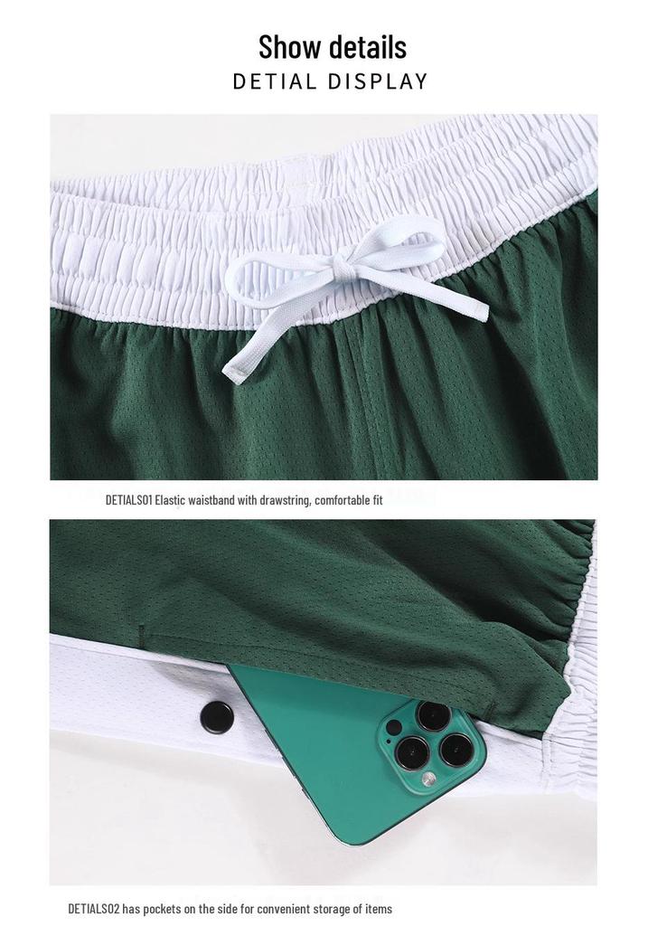 Men's American Style Quick-Dry Sports Shorts - Basketball & Marathon Training Snap-Button Loose Fit - Five-Point Length