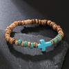 Vintage Handmade Beaded Skull Bracelet For Men Wooden Coconut Shell Beaded Bracelet Jewelry