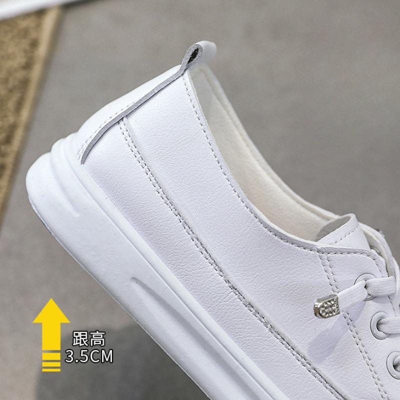Zapatos Casuales de Cuero para Mujer Verano Nueva Tendencia Zapatillas Blancas Zapato Vulcanizado Zapato Ligero Transpirable para Caminar Zapato de Tablero para Niña