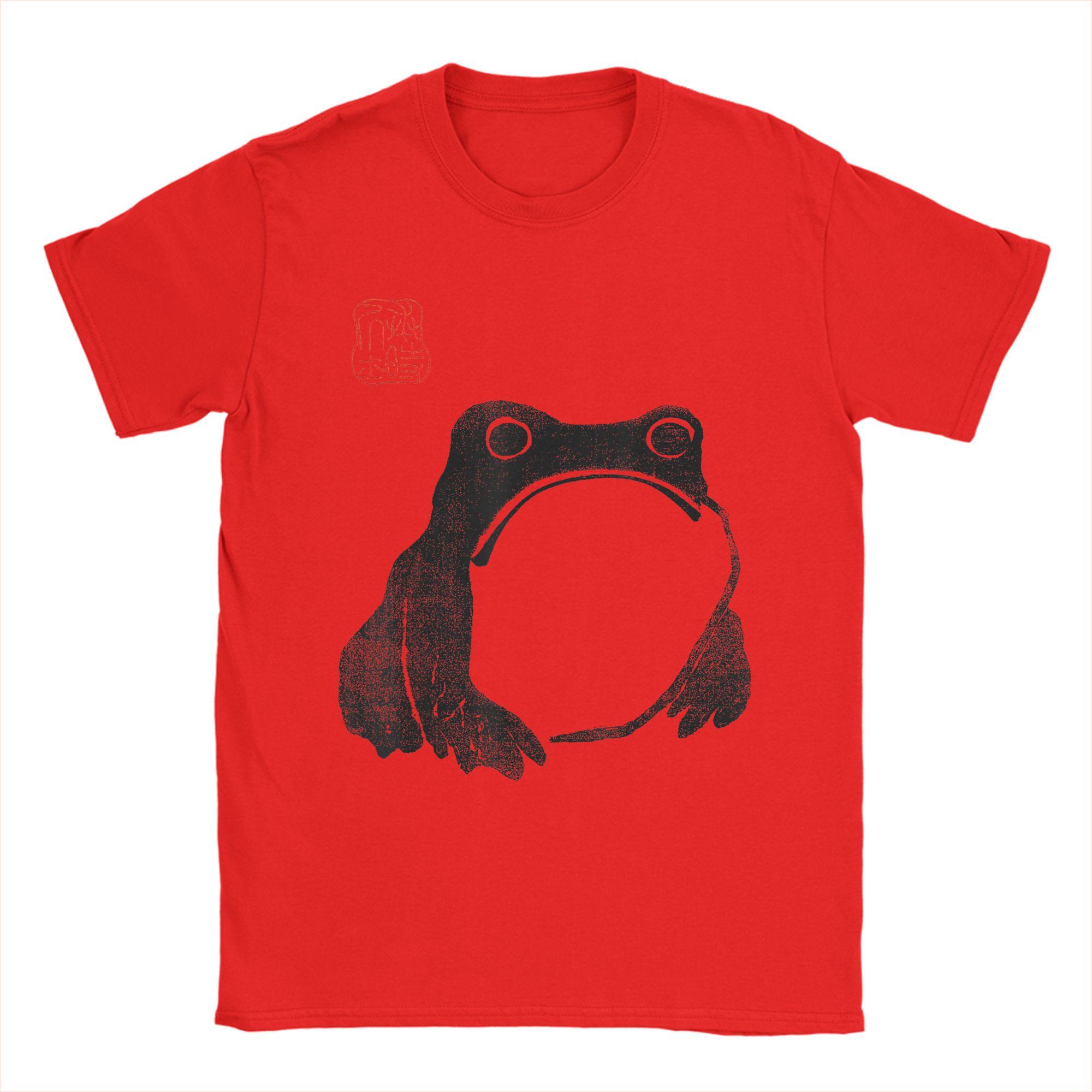 Japanese Grumpy Frog Toad Unimpressed Animal Funny Chubby TShirts 100 Cotton Tee Shirt for Mens Y2K Short Sleeve Clothing S
