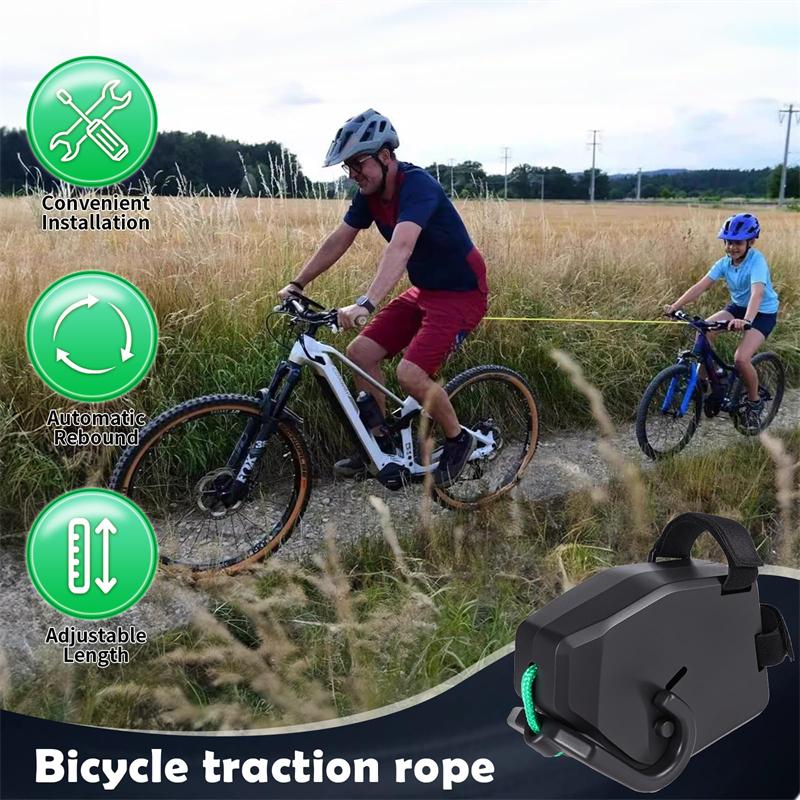 Upgraded Bicycle Tow Rope for Children with Stronger Hook - Easy Install, Kids Tow Behind Bike System, Retractable Tow Strap